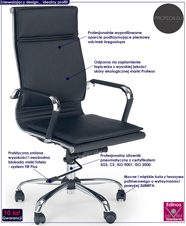 czarny fotel obrotowy biurowy Emelsa do komputera