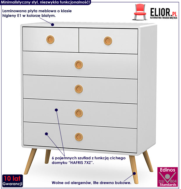 Biała komoda w minimalistycznym stylu Ilmnia 3X