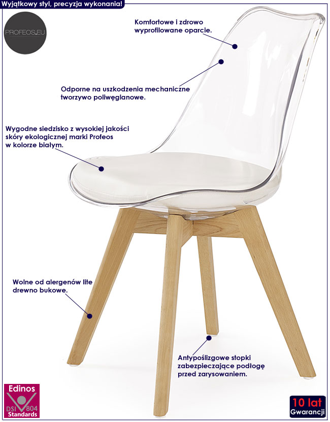 Beżowe krzesło do stołu, salonu Diskin