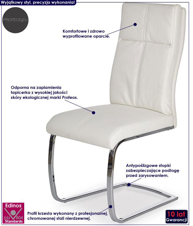 Minimalistyczne białe krzesło miękkie Oversi