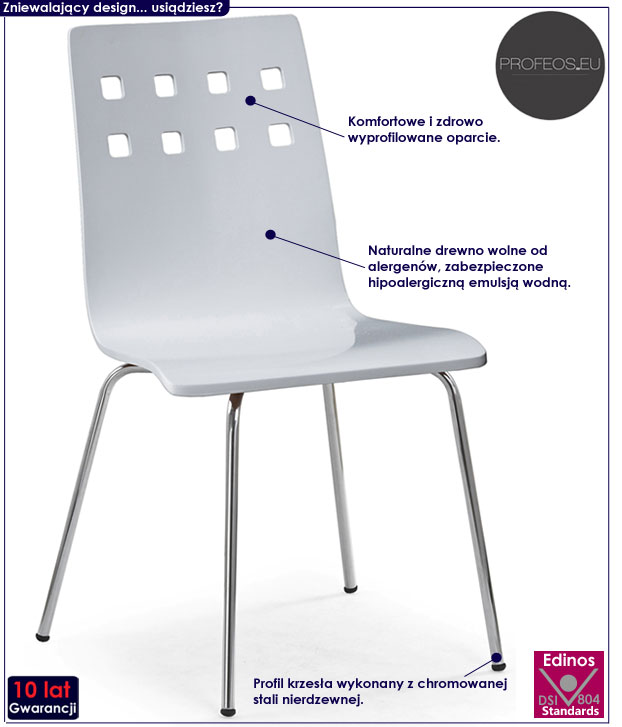 Białe krzesło do stołu w minimalistycznym stylu Millis