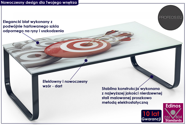 ława do salonu, pokoju szklana Lovena dart