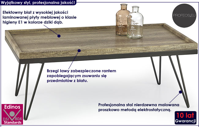industrialny stolik kawowy laminowany Avalon ława