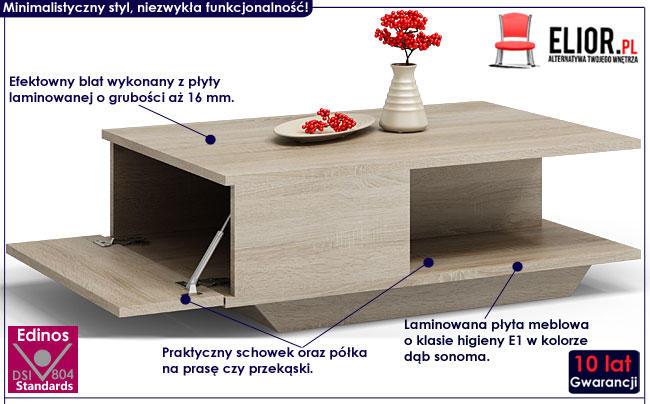 Minimalistyczna ława dąb sonoma Noka