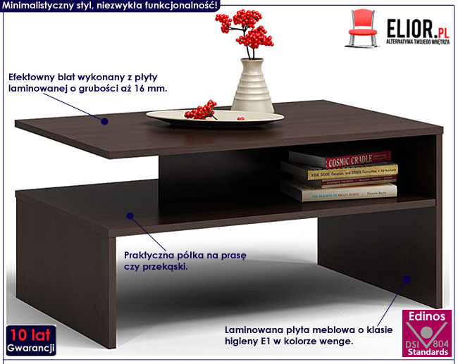 Nowoczesna ława laminowana wenge Avet