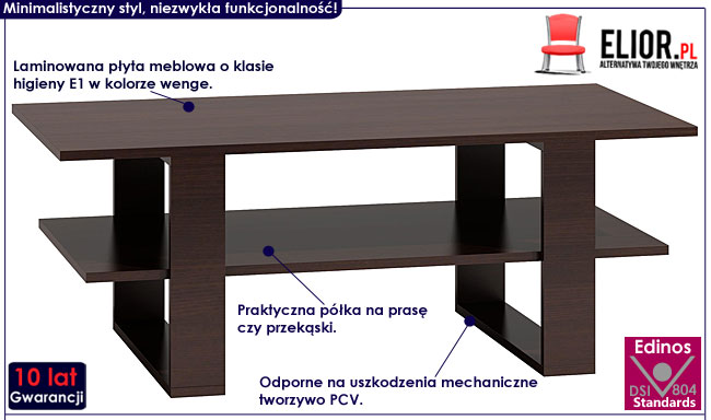 Ława w prostokątnym kształcie wenge Toverio