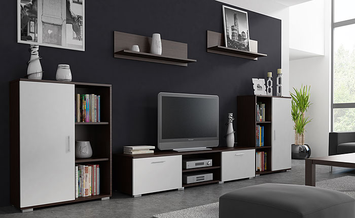 Komplet ebli RTV biały, wenge Armo 3X
