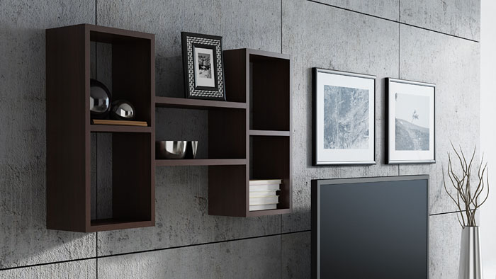 Półka ścienna do kuchni, salonu, sypialni wenge Fremont, 2X