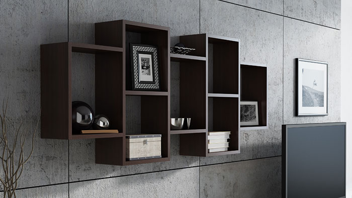 Półka wisząca na dokumenty, segregatory wenge Fremont, 3X