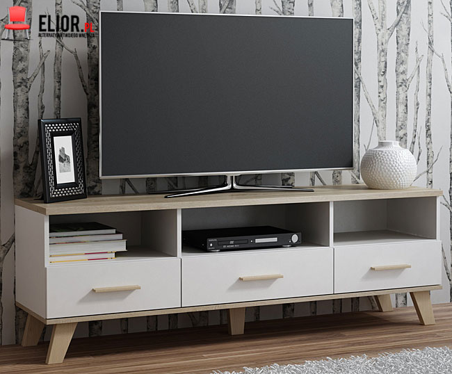 Biała szafka na telewizor w minimalistycznym stylu Bodi 5X
