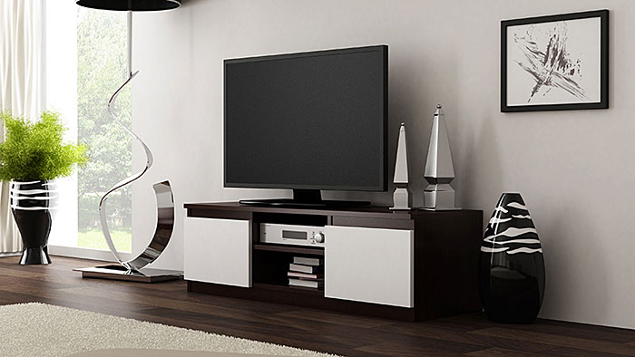 Stojąca szafka pod TV biała, wenge Amida 2X