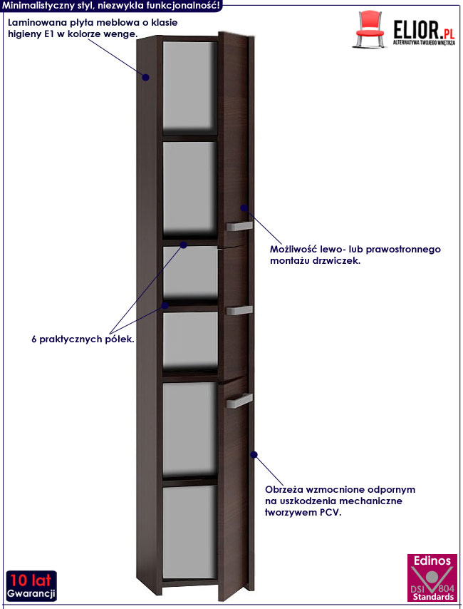 Regał słupek łazienkowy wenge Delox 2X