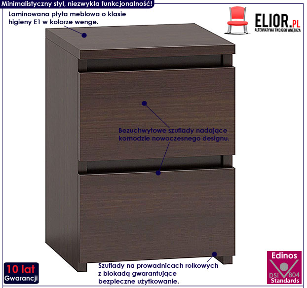 Minimalistyczna szafka nocna wenge Lanilo 2X