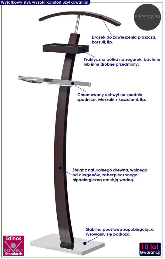 Nowoczesny wieszak na ubrania wenge Sanati 2X