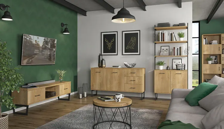 Oświetlenie salonu w stylu industrialnym 